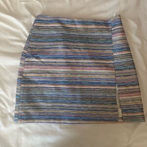 Amanda Uprichard Asymmetrical Striped Skirt - Blue and Pink